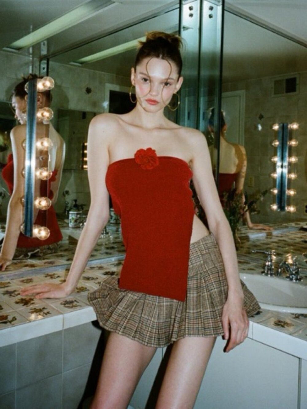 With Jéan Red Belle Top